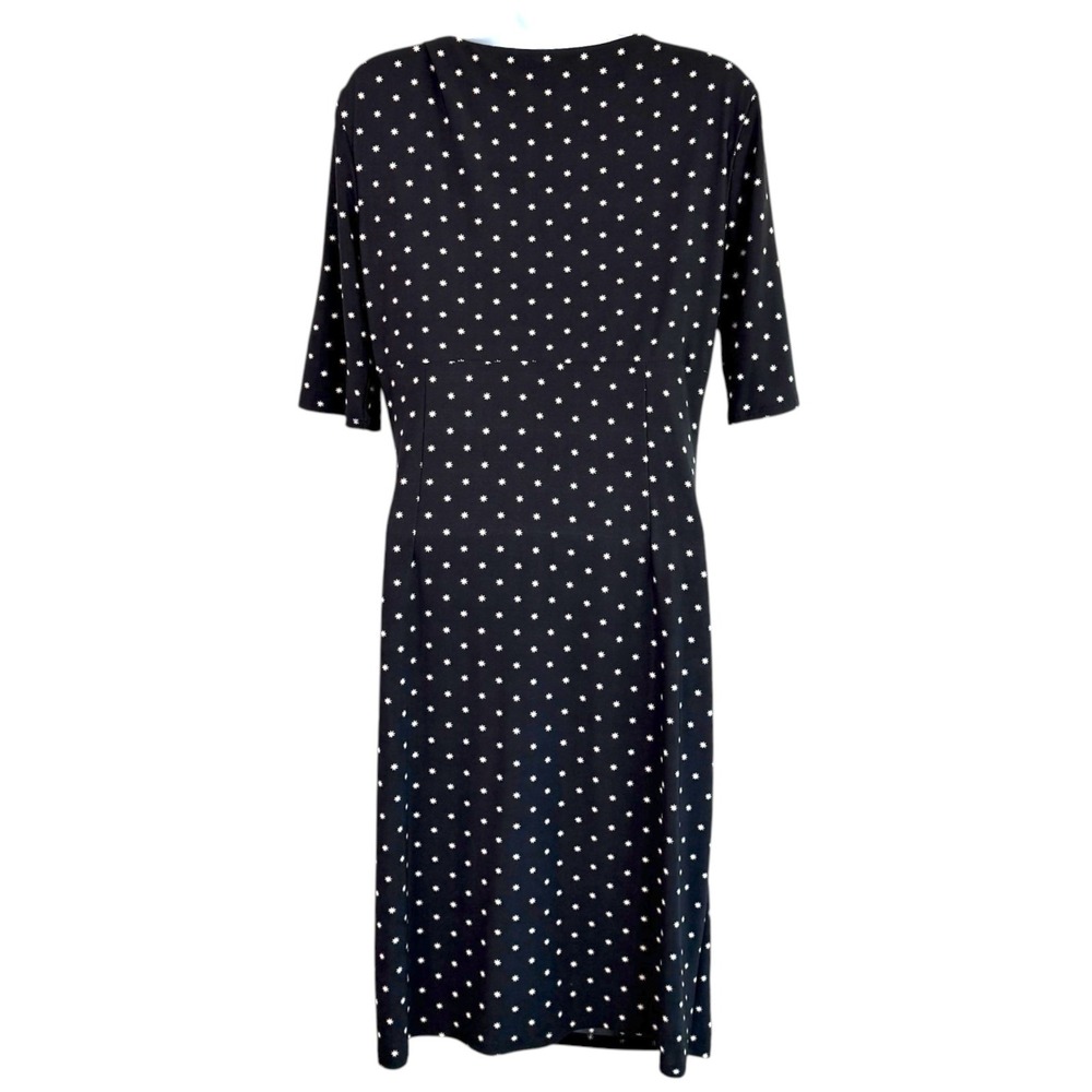Lauren Ralph Lauren Star Print Faux Wrap Ruched Dress Sz 10 Office Cocktails - Picture 4 of 7